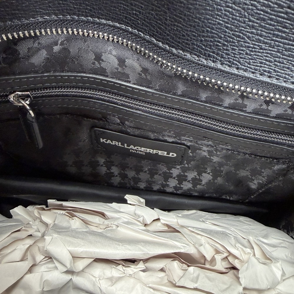 Karl Lagerfeld Paris Nouveau Double Top Handle Tote W/ Crossbody Black Work - Picture 8 of 12